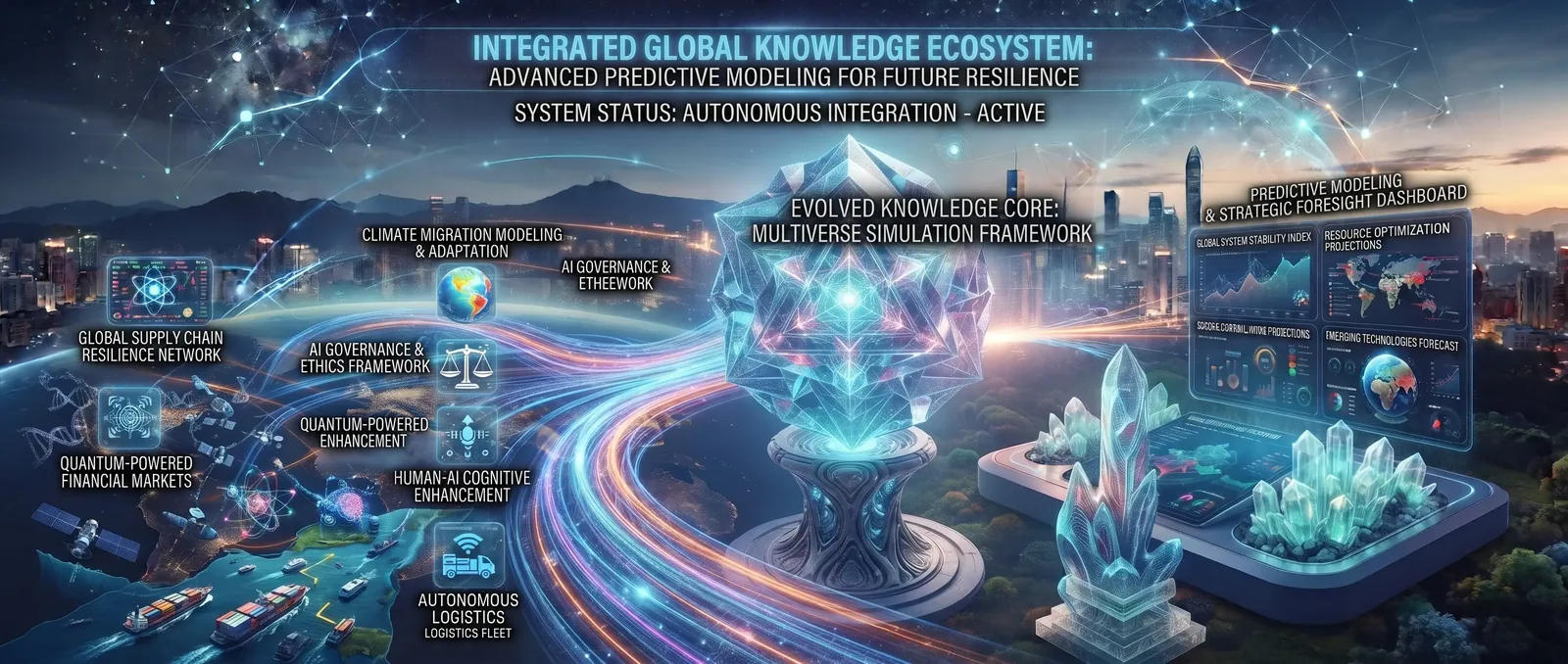 Advanced knowledge ecosystem visualization illustrating the six weighted rules that help a website rank in search